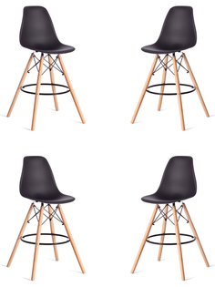 Комплект барных стульев TetChair Cindy Bar Chair, дерево бук, пластик, черный 4 шт