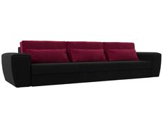 Прямой диван Лига Диванов Лига-008 Long 372х107х94 см, черный\бордовый