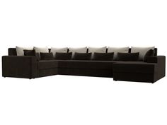 Диван П-образный Лига Диванов Майами правый угол 405х230х90 см, коричневый\бежевый