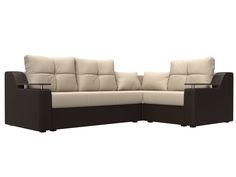 Угловой диван Лига Диванов Кронос правый угол 254х184х74 см, бежевый\коричневый