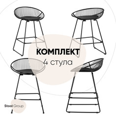 Стул полубарный Stool Group UFO, черный, с черной подушкой комплект 4 стула