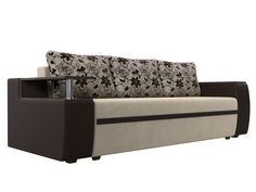 Прямой диван Лига Диванов Ричмонд 233х103х90 см, бежевый\коричневый\цветы
