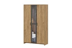 Шкаф трехстворчатый 120х50х209, Дуб Золотой / Камень темный No Brand