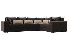 Угловой диван Лига Диванов Майами Long правый угол 335х230х90 см, коричневый\бежевый