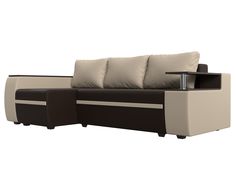 Угловой диван Лига Диванов Ричмонд левый угол 246х150х80 см, коричневый\бежевый\бежевый