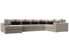 Диван П-образный Лига Диванов Майами левый угол 405х230х90 см, бежевый\бежевый\коричневый