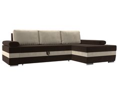 Угловой диван Лига Диванов Канкун правый угол 260х160х88 см, коричневый\бежевый