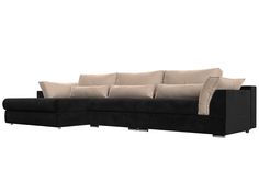 Угловой диван Лига Диванов Пекин Long угол левый 372х165х90 см, черный\бежевый