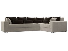 Угловой диван Лига Диванов Майами Long правый угол 335х230х90 см, бежевый\коричневый
