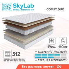 Матрас SkyLab COMFY DUO, Независимые пружины, 90х200 см