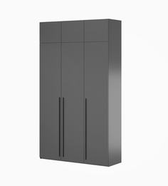 Шкаф распашной QualisMebel Пакс Форсанд 3, 1300х550х2500, Графит