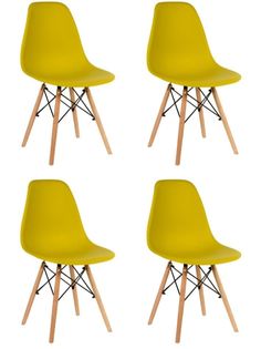 Стул для кухни СтулБержи EAMES DSW, деревянные ножки, 4 шт., горчичный