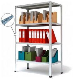 Стеллаж Метреал СтМ-500Р 2000x1000x500, серый, 4 полки