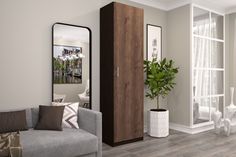 Шкаф FURNISTYLE Лайф 60х40х215 Венге/Дуб экспрессив