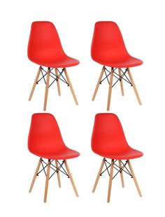 Стул для кухни СтулБержи EAMES DSW, деревянные ножки, 4 шт., красный