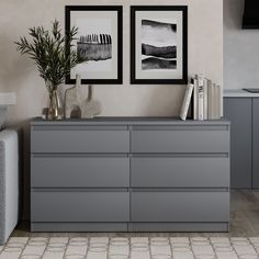 Комод ГУД ЛАКК Кастор, 6 ящиков, 129х39х71 см, серый
