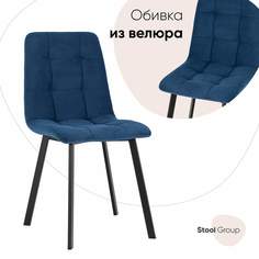 Стул для кухни обеденный Oliver Square велюр синий Stool Group