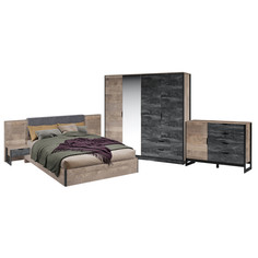 Спальня Империал «Стокгольм» 4дв шк, Дуб гранж песочный/железный камень Imperial