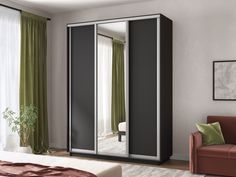 Шкаф-купеЕ1 Экспресс ДСП/Зеркало/ДСП 180х45х220, Серый диамант