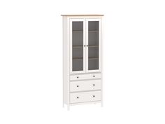 Шкаф с витриной ГУД ЛАКК Сага, 90х41х215 см, белый/ясень