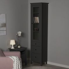 Шкаф с витриной ГУД ЛАКК Сага, 50х41х215 см, серый