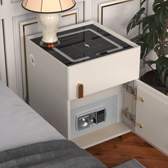 Тумба прикроватная с сейфом, подсветкой и зарядкой LevelMore, белый, 45х41х53 см