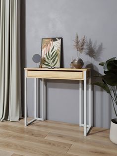 Туалетный столик консоль белый/дуб сонома KM Loft
