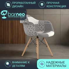 Стулья для кухни BarneoPro N-14 Patchwork 95233 рогожка черно-белый, комплект 1 шт