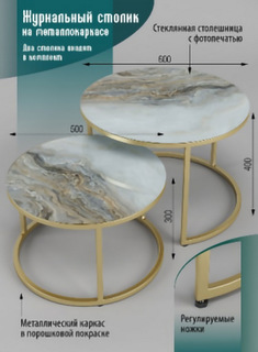 Журнальные столики SANTREK Дуэт 2 шт. стекло 60х60х40 и 50х50х30