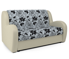 Диван-кровать Барон 140 шенилл цветы и экокожа беж Gamma