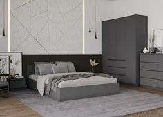 Кровать Мори КРМ 1600.1 Графит гладкая No Brand