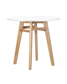 Обеденный стол DOBRIN ALBERT 80 белая столешница, основание светлый бук