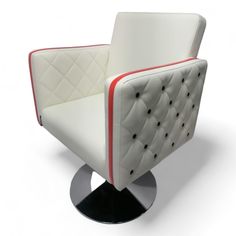 Парикмахерское кресло Мебель Бьюти Лотос III, Белый с красной лентой Пятилучье