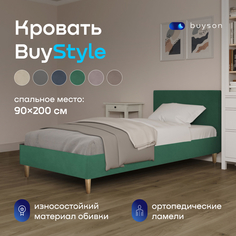 Односпальная кровать buyson BuyStyle 200х90, изумруд микровелюр