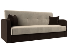 Диван книжка Надежда микровельвет бежевый/коричневый Лига Диванов