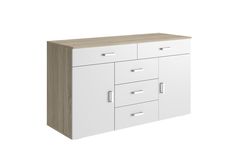 Комод Вся мебель №8 (Сонома - белый), 120х45х79см