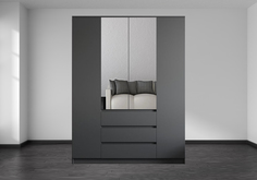 Шкаф распашной QualisMebel Грааль Extra, 1600х650х2400, Графит
