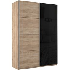 Шкаф-купеЕ1 Прайм ДСП/Стекло черное/доводчики 160х57х230, Сонома