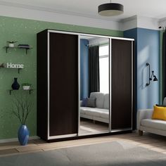Шкаф-купеЕ1 Экспресс ДСП/Зеркало/ДСП 240х45х220, Венге