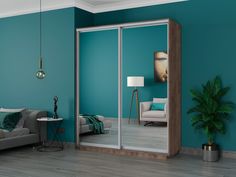 Шкаф-купеЕ1 Экспресс Зеркала 180х60х220, Крафт табачный