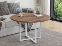 Журнальный столик 4 сезона круглый Айсберг Лофт 100 белый/дуб крафт табак