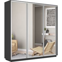Шкаф-купеЕ1 Экспресс зеркала 180х60х220, Серый диамант