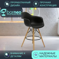 Барный стул деревянный BarneoPro N-153 BAR, кресло, для кухни, черн пластик, ножки бук