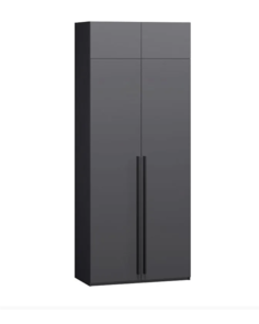 Шкаф распашной QualisMebel Пакс 1000х450х2900, Графит/Черный