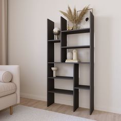 Стеллаж Шеллиак Лора с открытыми полками , 151*75*22 см, Графит Шелиак