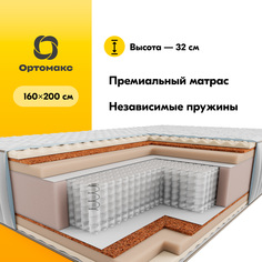 Матрас Premium Grand 160х200 (1600х2000) с ортопедическим эффектом на двуспальную кровать Ортомакс