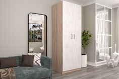 Шкаф FURNISTYLE Лайф 80х60х215 Дуб сонома/Северное дерево