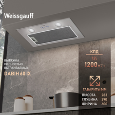 Вытяжка встраиваемая Weissgauff Dabih 60 IX серебристый