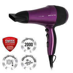 Фен Polaris PHD 2077i 2 000 Вт, черный/фиолетовый