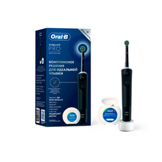 Набор электрическая зубная щетка Oral-B Vitality Pro c зубной нитью, черная
